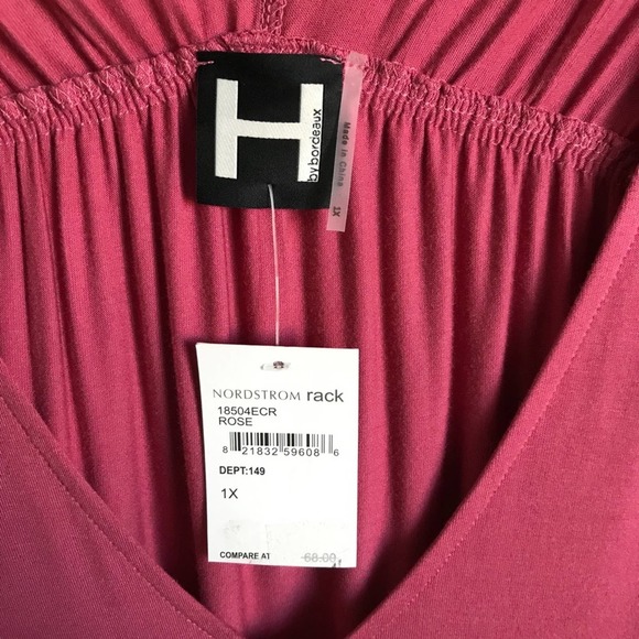 H by Bordeaux Pink Top VNeck Ruching NWTS - Picture 3 of 6